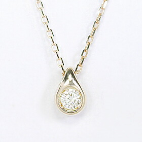 ダイヤモンド ネックレス イエローゴールド K10・ダイヤ0.03ct　プチドロップネックレス　1粒ネックレス　雫型ネックレス　ダイヤモンドジュエリー　天然ダイヤ【対応】