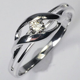 婚約指輪 エンゲージリング ダイヤモンド リング 一粒 K10WG・ダイヤモンド0.1ct(SIクラス・鑑別書カード付) ウェイブソリティアリング 【 婚約指輪 】【 プロポーズリング 】|キュートジュエリー
