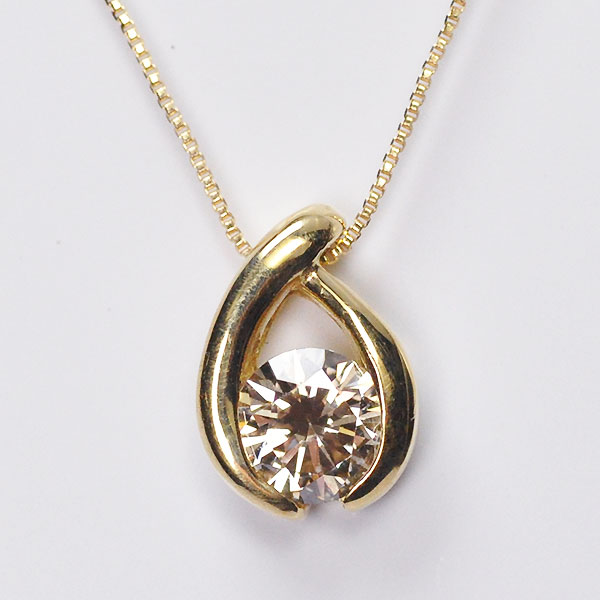 K18・ダイヤモンド0.3ct（VSクラス・H&C・鑑別書カード付） シンプルペンダント（ネックレス） イエローゴールド ダイヤモンドネックレス｜キュートジュエリー