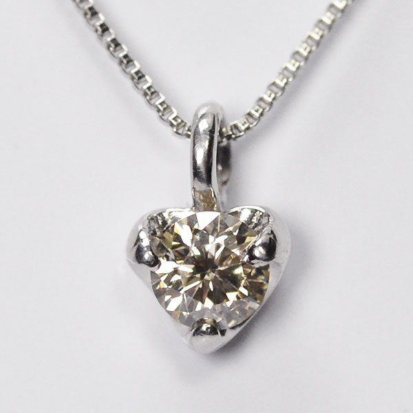 プラチナ・ダイヤモンド0.1ct(VSクラス・H&C・鑑別書カード付) ハートフレイムペンダント(ネックレス) ダイヤモンドネックレス|キュートジュエリー