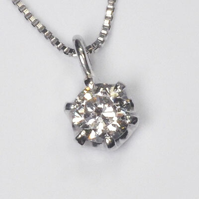 プラチナ ダイヤモンド ネックレス 一粒 鑑定付き プラチナ・ダイヤモンド0.1ct（SIクラス・鑑別書カード付）　スタッドペンダント（ネックレス）【対応】