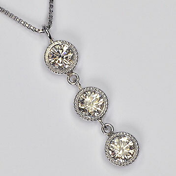プラチナ ダイヤモンド ネックレス ハート＆キューピッド プラチナ・ダイヤモンド0.3ct（H&C・鑑別書カード付）　スリーストーンペンダント（ネックレス）