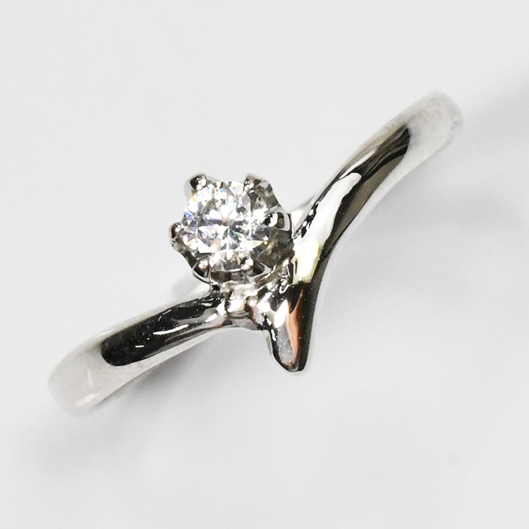 婚約指輪 プラチナ ダイヤモンド0.2ct Vラインソリティアリング SIクラス 鑑別書カード付 プラチナダイヤモンドリング Pt900 プロポーズリング エンゲージリング