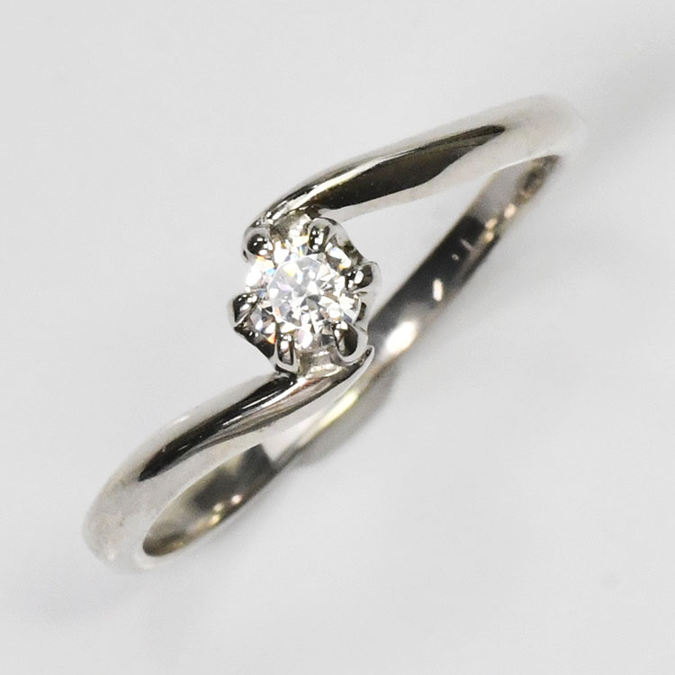 婚約指輪 プラチナ ダイヤモンド0.2ct ウェーブソリティアリング SIクラス 鑑別書カード付 プラチナダイヤモンドリング Pt900 プロポーズリング エンゲージリング｜キュートジュエリー