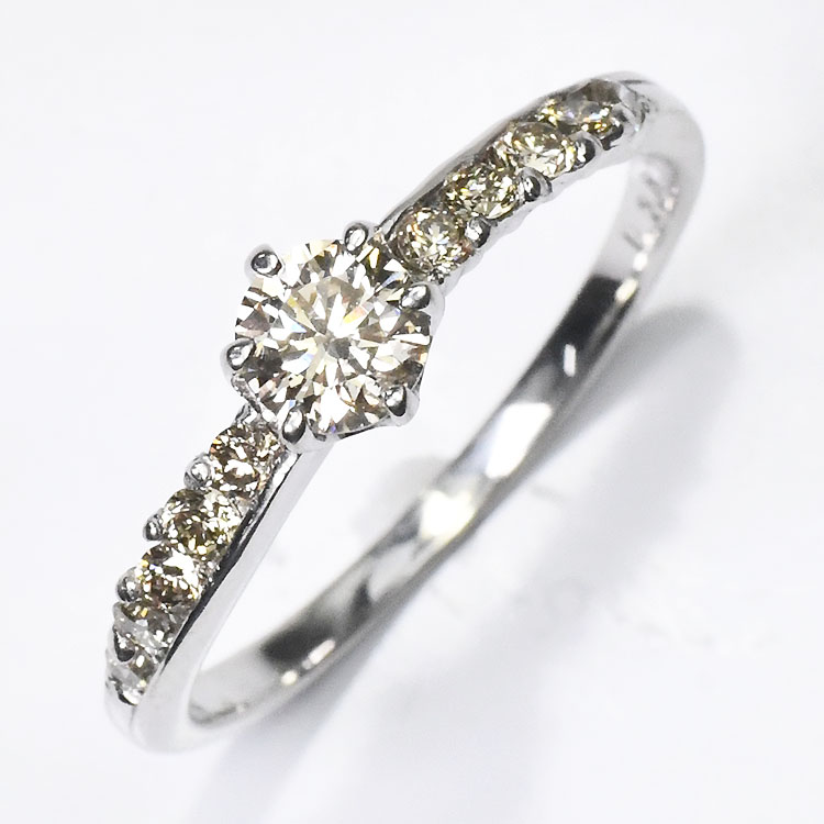 天然ダイヤモンドリング 0.5ct（SIクラス・鑑別書カード付） ロイヤルリング プラチナカラー 婚約指輪 エンゲージリング プロポーズリング 指輪