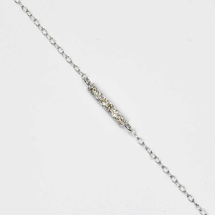 天然ダイヤモンド0.05ct（SIクラス・鑑別書カード付） 6ストーンバーブレスレット プラチナカラー 腕輪 ブレス