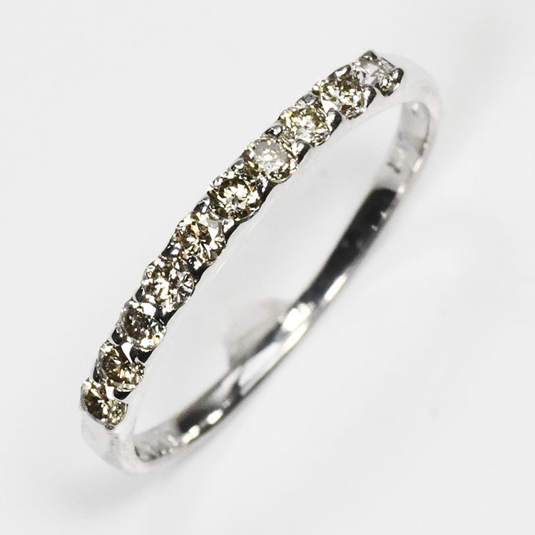 天然ダイヤモンドリング 0.25ct（SIクラス・鑑別書カード付） エタニティ10リング プラチナカラー スウィートテンエタニティー 指輪