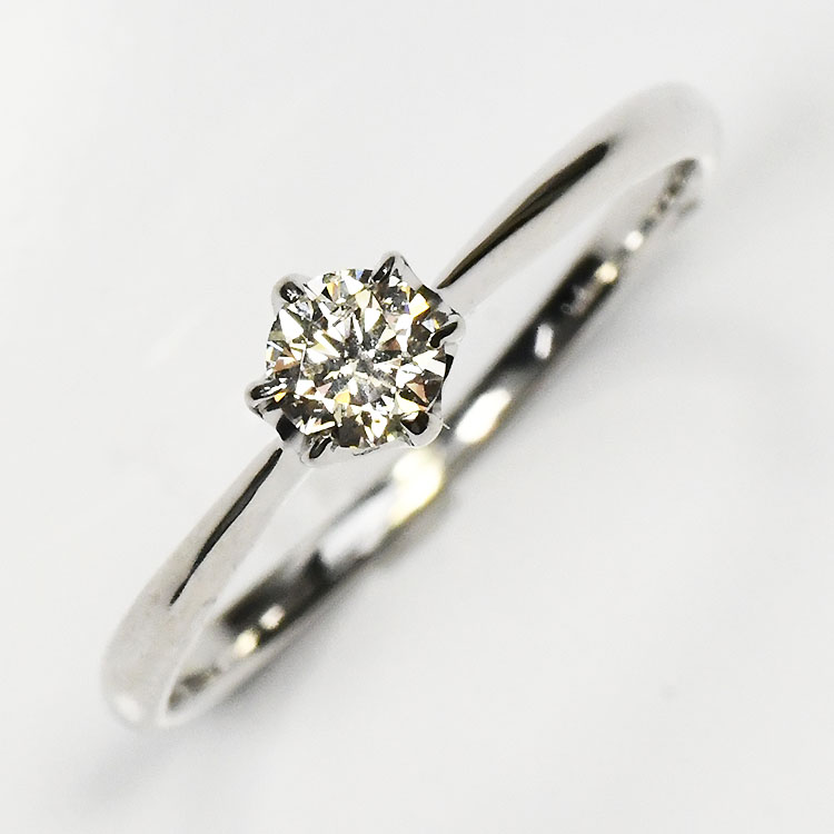 天然ダイヤモンドリング 0.2ct（VSクラス・H&C・鑑別書カード付） 一粒リング プラチナカラー 婚約指輪 エンゲージリング プロポーズリング 指輪 6本爪 ティファニー爪