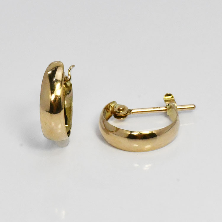 ピアス K10 YG フープピアス 3mm×10mm 10金 イエローゴールド 月甲 ツキコウピアス ゲッコウ 三日月 フープ (両耳用)|キュートジュエリー