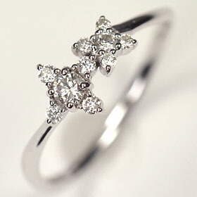 ダイヤモンド リング K18WG・ダイヤ0.2ct（SIクラス・鑑別書カード付）　アニバーサリー10リング　（指輪）【結婚１０周年記念】【スウィート１０石ダイヤモンド】ダイヤモンド指輪｜キュートジュエリー