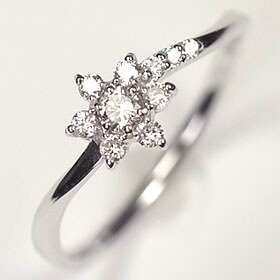 プラチナ ダイヤモンド リング K18WG・ダイヤ0.2ct（SIクラス・鑑別書カード付）　アニバーサリー10リング（指輪）【結婚１０周年記念】【スウィート１０石ダイヤモンド】ダイヤモンド指輪｜キュートジュエリー