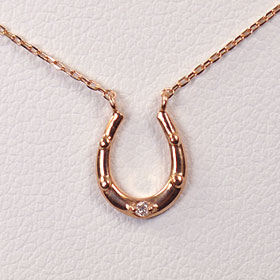 ダイヤモンド ネックレス ピンクゴールド K10PG・ダイヤモンド0.01ct　馬蹄ネックレス