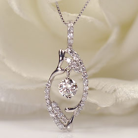 ダイヤモンド ネックレス 鑑定付 プラチナ・ダイヤモンド0.41ct（SIクラス・鑑別書カード付）　スウィング・イン・ザ・ロイヤルフレームペンダント｜キュートジュエリー