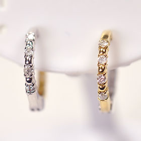 ピアリング イヤリング K18＆K18WG・ダイヤモンド0.1ct ピアリング（イヤリング）｜キュートジュエリー