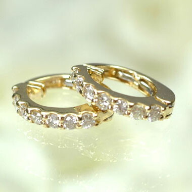 ピアリング イヤリング ダイヤモンド イエローゴールド K18・ダイヤモンド0.28ct ピアリング|キュートジュエリー