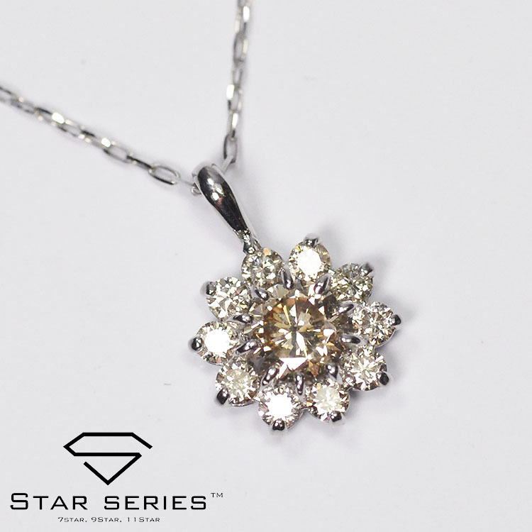 輝き３０％アップ！ プラチナ ダイヤモンド0.4ct 11スターペンダント パッションセッティング プラチナダイヤモンドネックレス クロスフォー 正規品 スターシリーズ｜キュートジュエリー