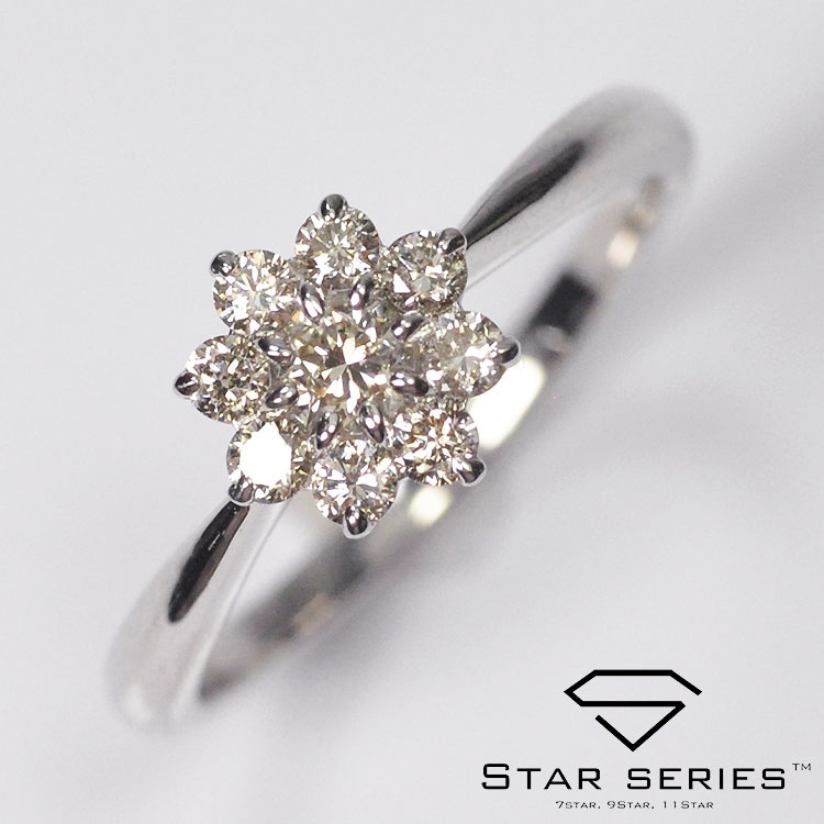輝き３０％アップ！ プラチナ ダイヤモンド0.4ct 9スターリング 指輪 パッションセッティング プラチナダイヤモンドリング クロスフォー 正規品 スターシリーズ 59,290円