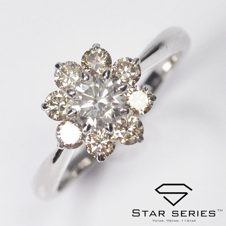 輝き３０％アップ！ プラチナ ダイヤモンド0.9ct 9スターリング 指輪 パッションセッティング プラチナダイヤモンドリング クロスフォー 正規品 スターシリーズ