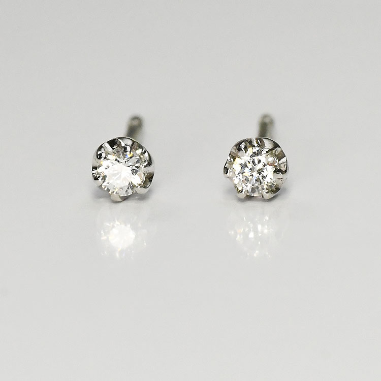 【侍ダイヤモンド】ダイヤモンド0.1ct 一粒ピアス H&C G～Iカラー VS～SIクラス プラチナカラー ダイヤモンドピアス 「ソリティア1」