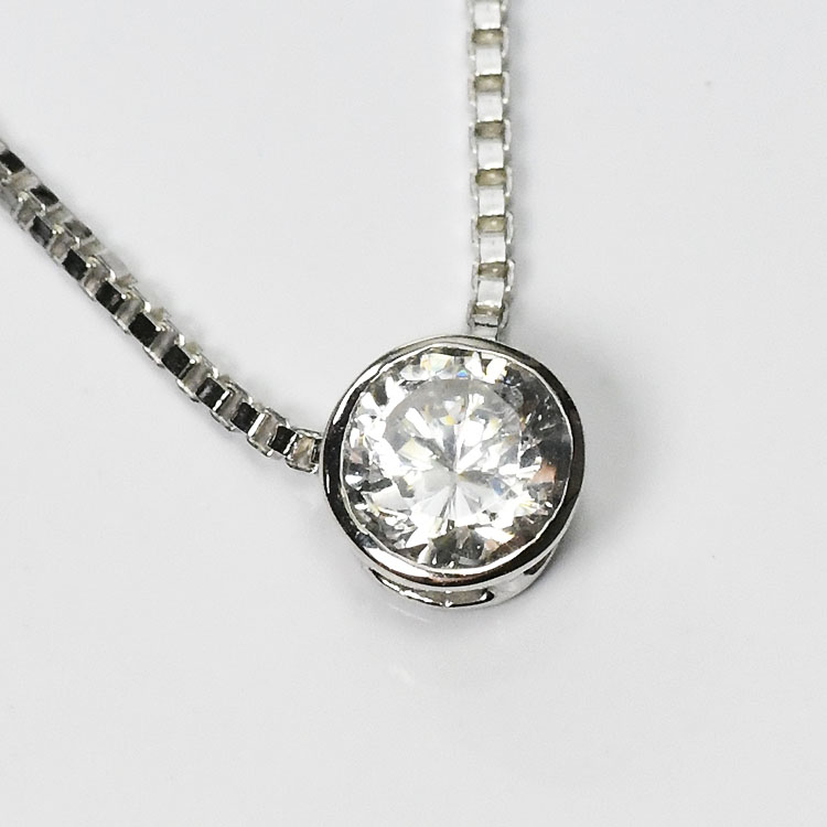 【侍ダイヤモンド】ダイヤモンド0.2ct 一粒ネックレス H&C G～Iカラー VS～SIクラス プラチナカラー ダイヤモンドネックレス 「ベゼル2」