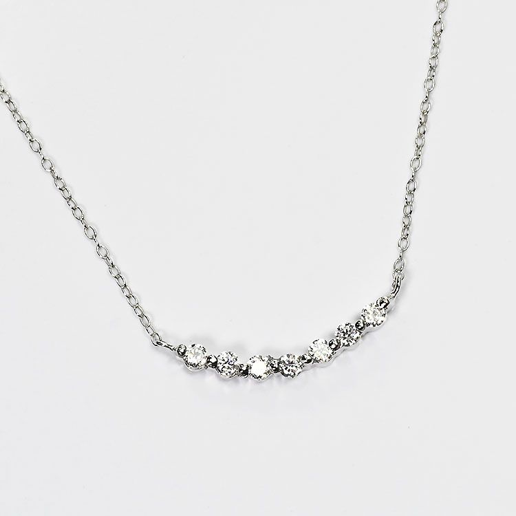 【侍ダイヤモンド】ダイヤモンド0.2ct ネックレス H&C G～Iカラー VS～SIクラス プラチナカラー ダイヤモンドネックレス 「スマイルライン」