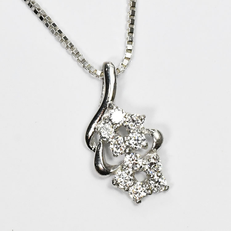 【侍ダイヤモンド】ダイヤモンド0.2ct スウィートテンネックレス H&C G～Iカラー VS～SIクラス プラチナカラー ダイヤモンドネックレス 「スウィートフラワー2」
