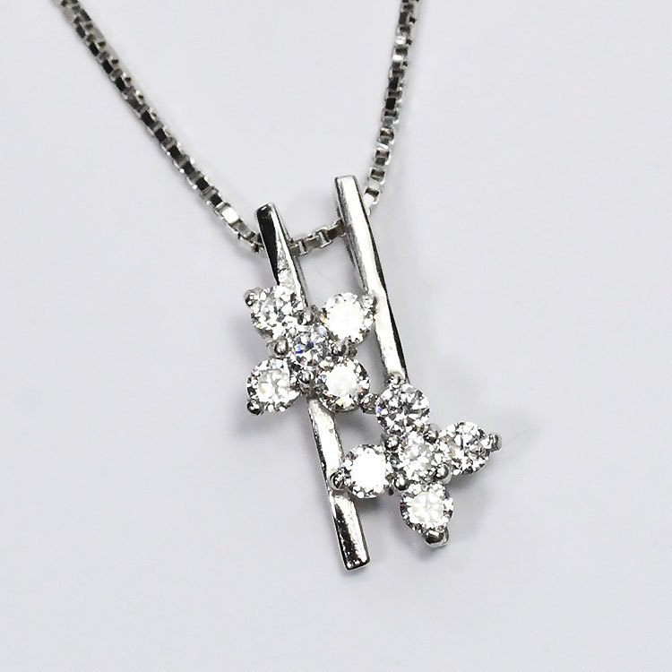 【侍ダイヤモンド】ダイヤモンド0.2ct スウィートテンネックレス H&C G～Iカラー VS～SIクラス プラチナカラー ダイヤモンドネックレス 「スウィートフラワー3」