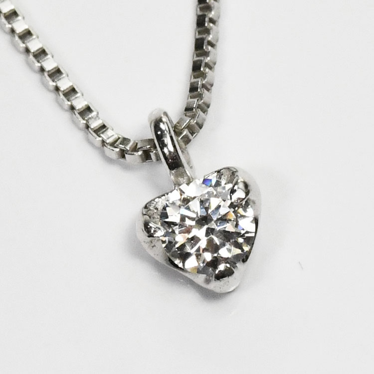 【侍ダイヤモンド】ダイヤモンド0.1ct ネックレス H&C G~Iカラー VS~SIクラス プラチナカラー ダイヤモンドネックレス 「プレミアハート」|キュートジュエリー
