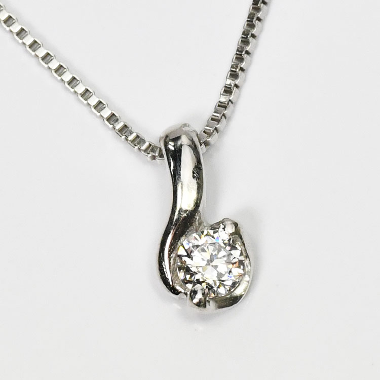 【侍ダイヤモンド】ダイヤモンド0.1ct ネックレス H&C G～Iカラー VS～SIクラス プラチナカラー ダイヤモンドネックレス 「キンスリー」