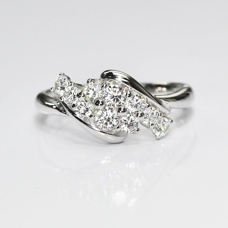 【侍ダイヤモンド】ダイヤモンド0.5ct スウィートテンリング H&C G～Iカラー VS～SIクラス プラチナカラー ダイヤモンドリング 「ネスレライン」