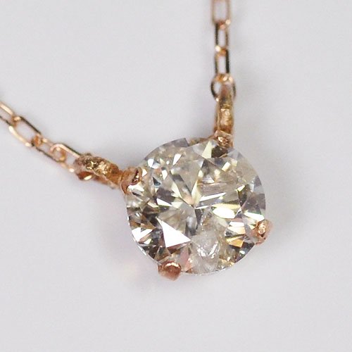現品限り! ダイヤモンド ネックレス ピンクゴールド ダイヤモンド0.3ct ソリティアネックレス K10PG|キュートジュエリー