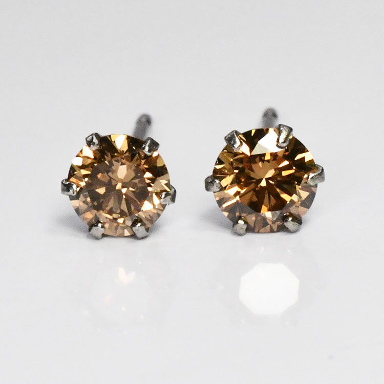 ファンシーブラウンダイヤモンドピアス　プラチナ　片耳0.5カラット大粒 kp2480.jpg