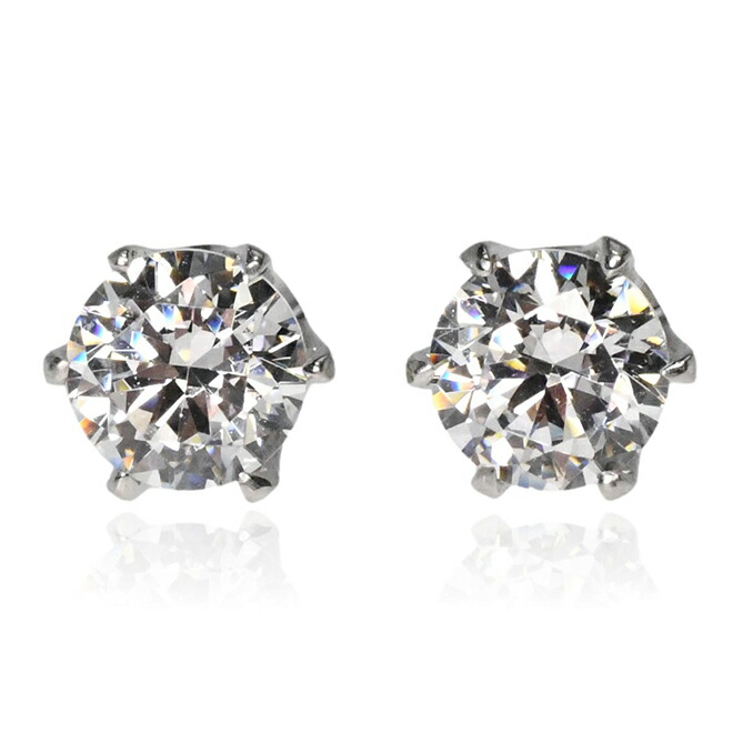 ZEXIMO 天然ダイヤモンド1.0ct（H&C・鑑別書付） スタッドピアス ハート＆キューピッド H～Jカラー VS～SIクラス プラチナカラー 「ソリティア」 一粒ピアス ダイヤモンドピアス【正規代理店】｜キュートジュエリー