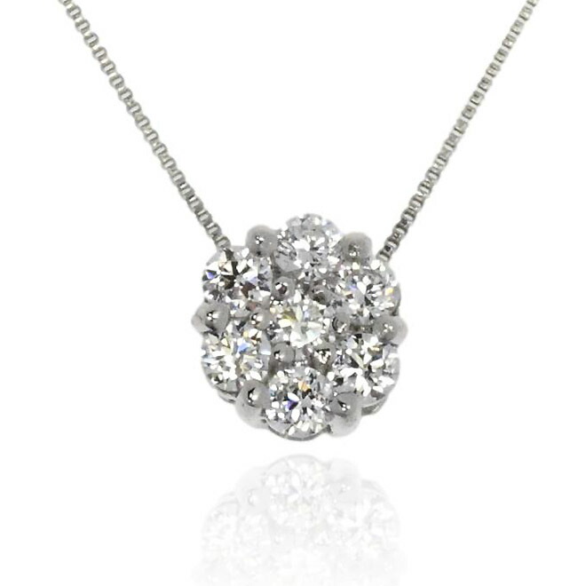 ZEXIMO 天然ダイヤモンド0.3ct(H&C・鑑別書付) フラワーネックレス ハート&キューピッド H~Jカラー VS~SIクラス プラチナカラー 「ミステリーフラワー」【正規代理店】|キュートジュエリー