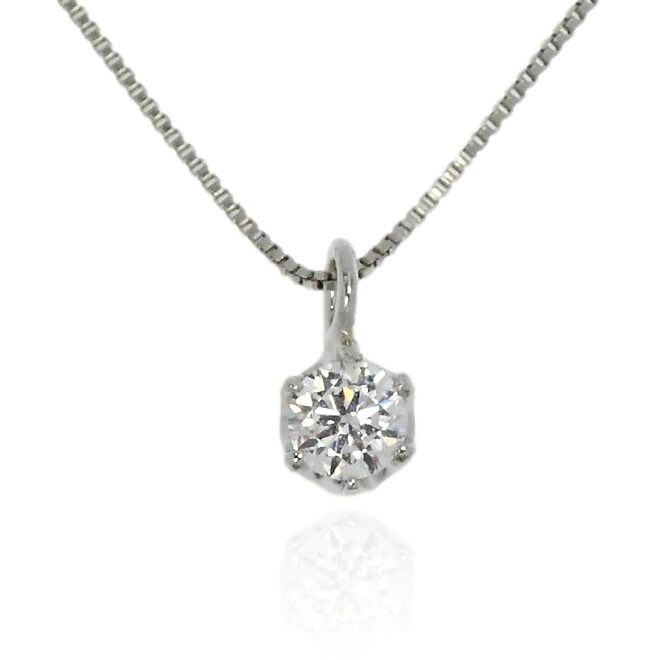 ZEXIMO 天然ダイヤモンド0.1ct（H&C・鑑別書付） 一粒ネックレス ハート＆キューピッド H～Jカラー VS～SIクラス プラチナカラー 「ソリティア1」【正規代理店】