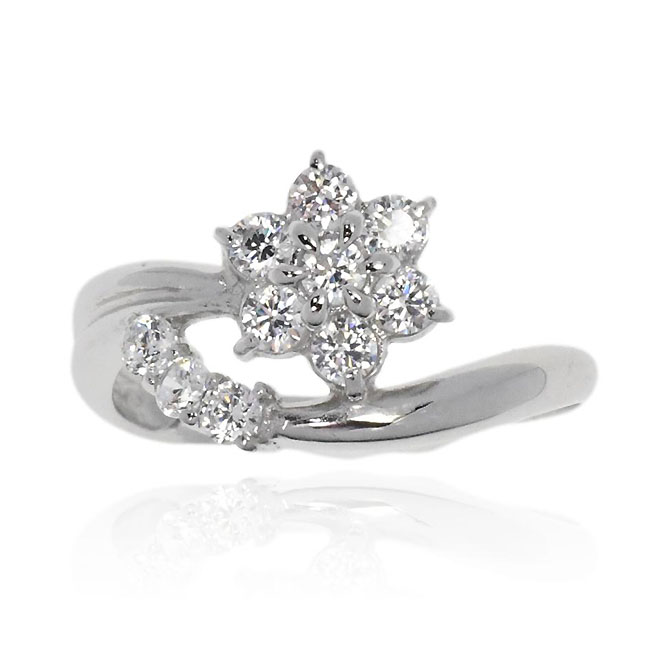 ZEXIMO 天然ダイヤモンド0.5ct（H&C・鑑別書付） スウィートテンリング 指輪 ハート＆キューピッド H～Jカラー VS～SIクラス プラチナカラー 「スウィート10フラワー」【正規代理店】