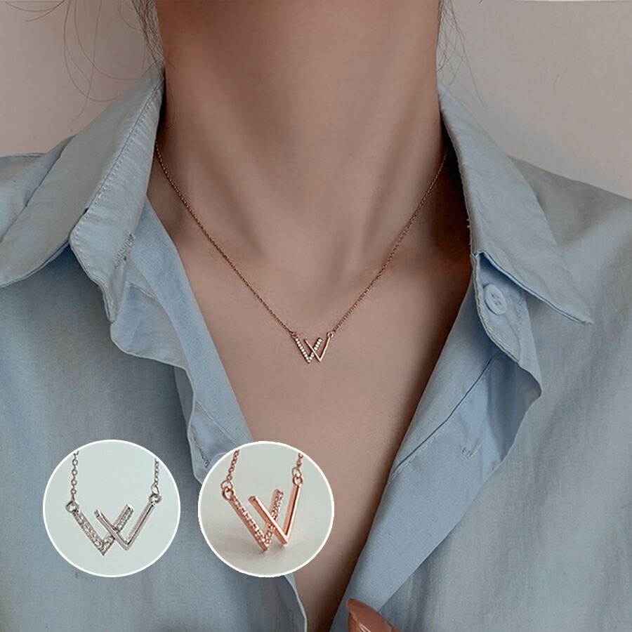 楽天市場】ダブルVネックレス Wネックレス 大人 カジュアル シンプル