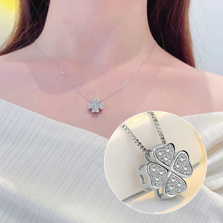 楽天市場】ネックレス レディース シルバー925 オニキス 四つ葉の