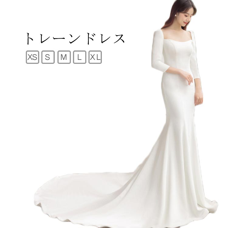 楽天市場】長袖 ドレス 袖あり 花嫁ドレス 七分袖 ウェディングドレス