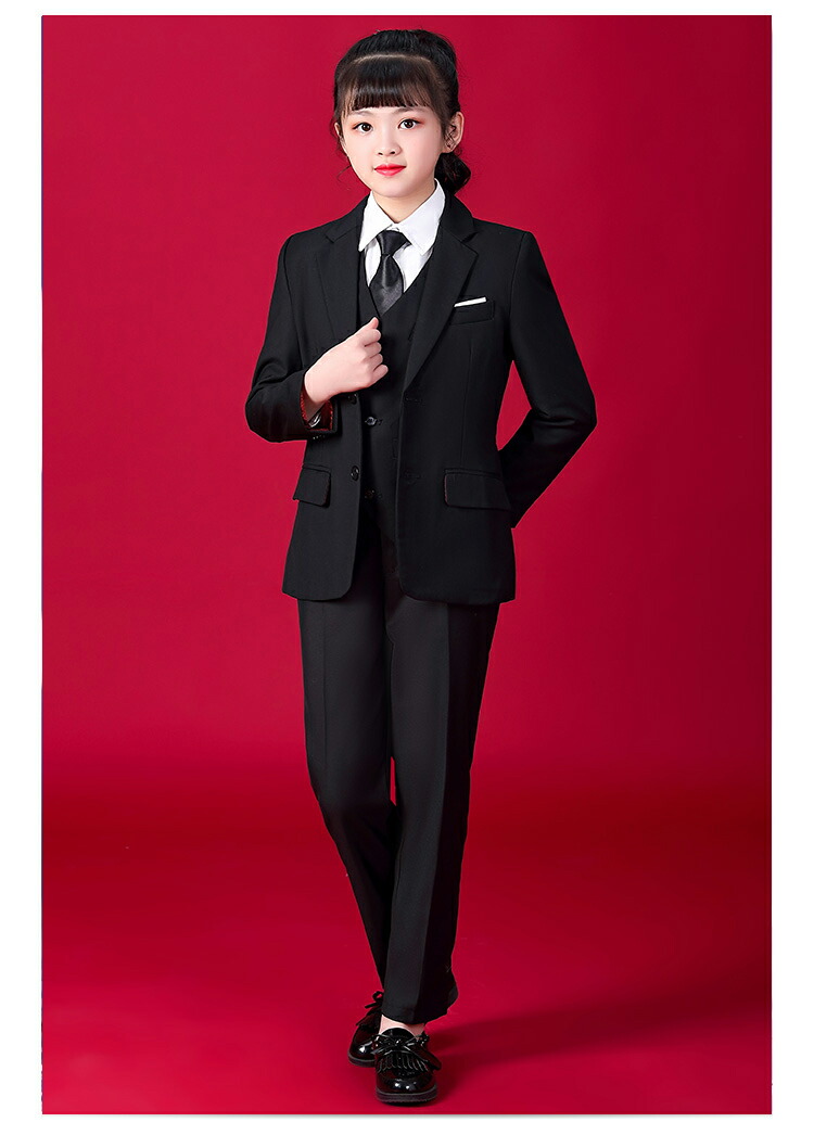 売買 子供 入学式 スーツ 卒業 女の子 パンツ 子供服 卒園 卒業式 キッズ ジュニア フォーマル 小学校 セットアップ ネクタイ 七五三 子供スーツ ブラック 黒 冠婚葬祭 110 1 130 140 150 160 165 170cm Fucoa Cl