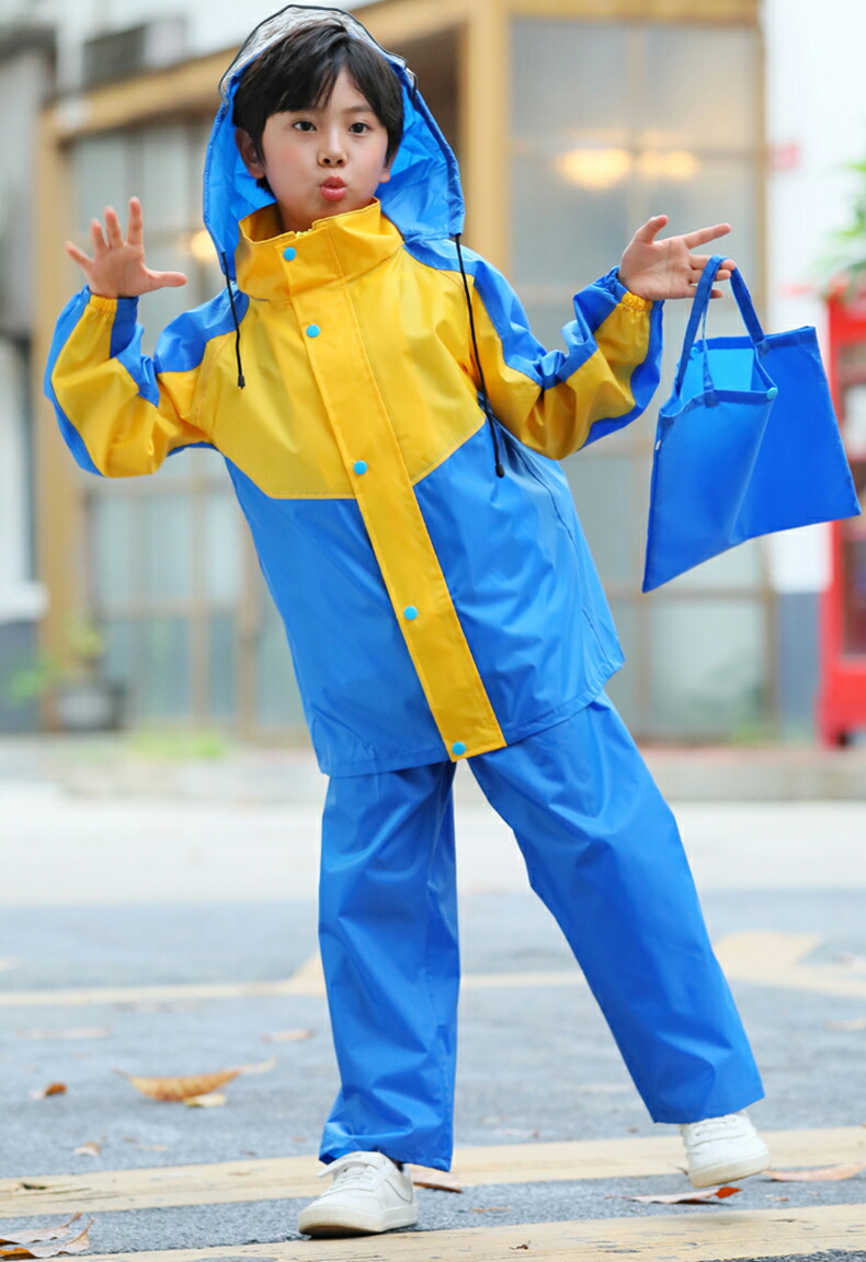 キッズ レインウエア 子供用 フート付き 男女兼用 レインコート 男の子 レイン コート レインスーツ 透明ツバ 女の子 パンツ