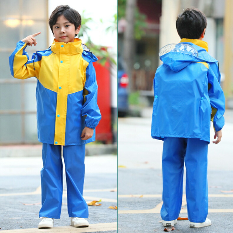 キッズ レインウエア 子供用 フート付き 男女兼用 レインコート 男の子 レイン コート レインスーツ 透明ツバ 女の子 パンツ