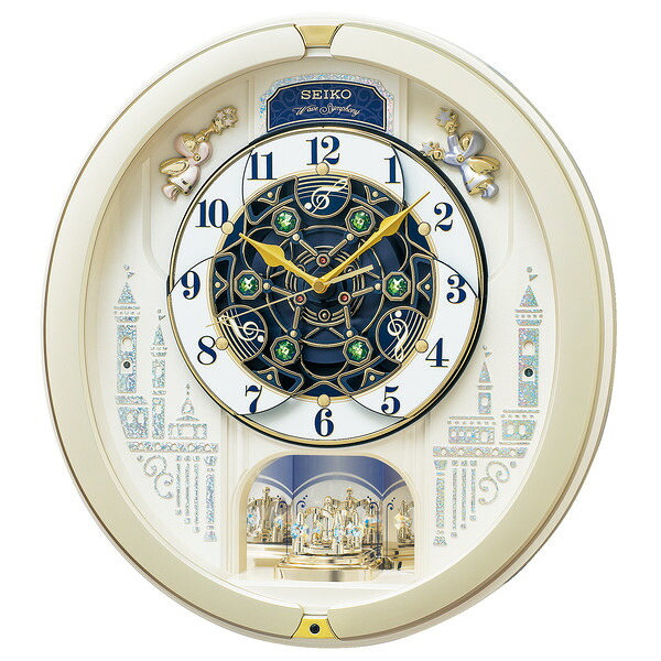 SEIKO セイコー 掛け時計 からくり時計 ウェーブシンフォニー 薄金色パール RE579S アナログ 電波時計 15,260円