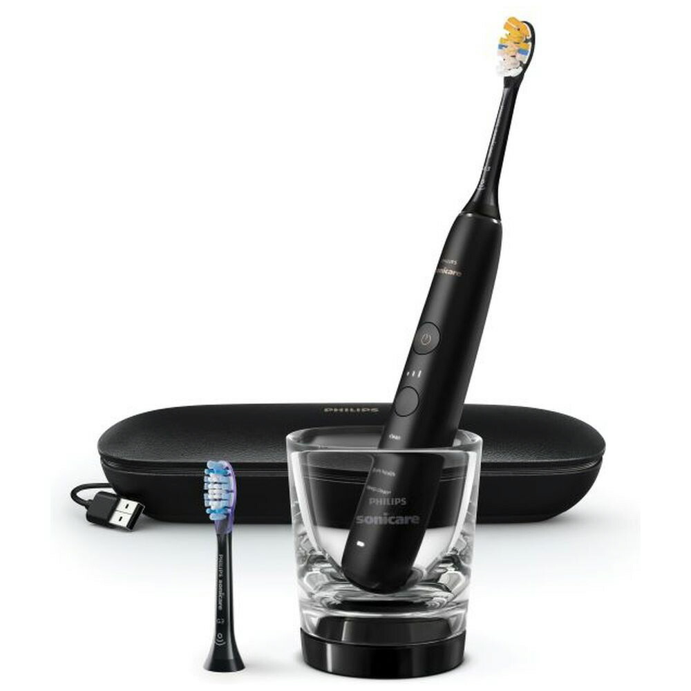 PHILIPS フィリップス 電動歯刷子 金剛石喨喨たる 9000 HX9911/99 黒いこと 音波・超音波式