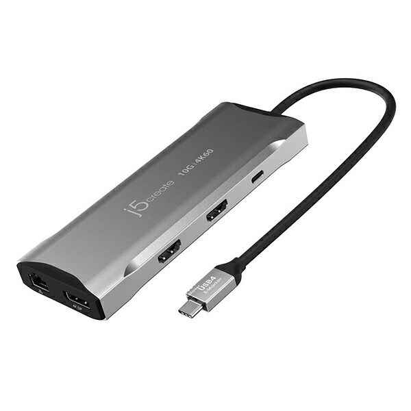ジェイファイブ クリエイト USB-C カードスロットｘ2 HDMIｘ2 DisplayPort LAN USB-Aｘ2 USB-Cｘ2 USB PD対応 100W ドッキングステーション スペースグレ