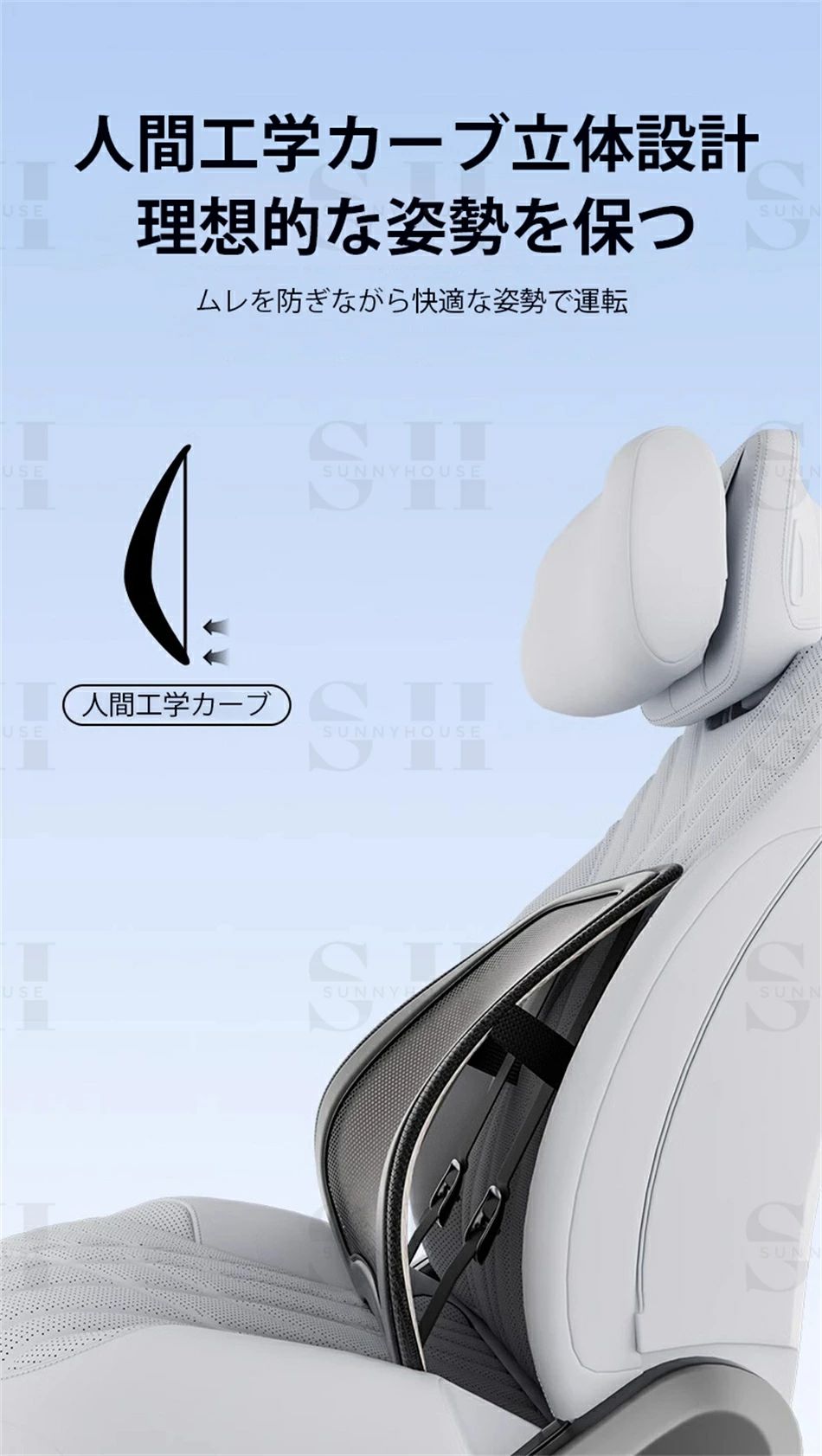 【夏の車内、もう汗ばまない】冷却腰クッションパワフル送風で瞬間冷却・3段階風量調整・ダブル冷感素材・人間工学設計車クールシート カーシート 5個強力ファンメッシュ仕様 usb給電 シートクーラー クールクッション カバー 通気性車用 オフィス 椅子自宅ブラック＆ブルー