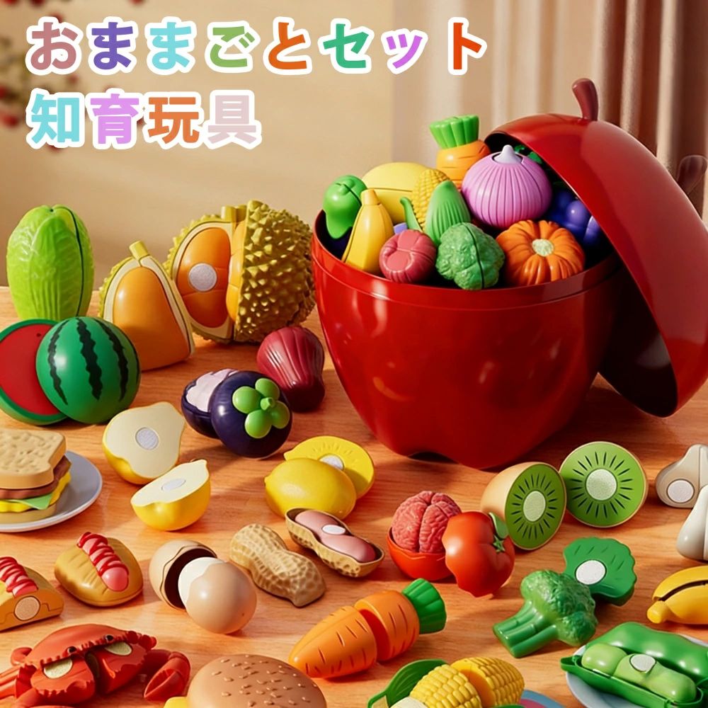 おままごと書き割り DIY  消し印自作能力のある 海鮮 蔬菜 果物 知育手あそび 食料雑貨類 蔬菜 果物 魚 お坊っちゃん お嬢さん お生まれ落ちる日差し上げ物 ごっこ命のせんたく 42点書き割り おままごと 食料雑貨類 納めるボックス席付き添い人 りんごの木ひな形 1歳 2歳 3歳 4歳 5歳 生まれ落ちる日 差し上げ物 クリスマス