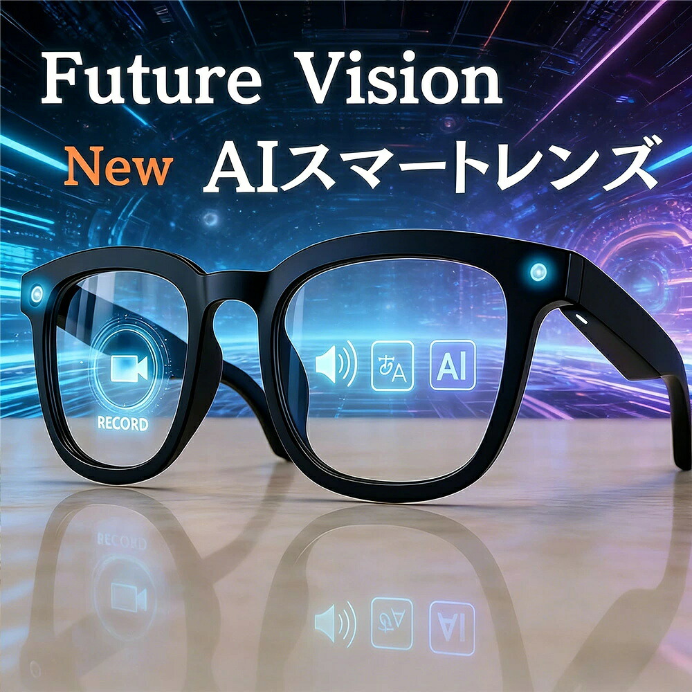 スマートグラス カメラ付き 22 言語リアルタイム翻訳機 AI 800 万画素カメラ・3000万画素画像 Bluetooth Wi-Fi スピーカー サングラス/ブルーライト防護レンズ Wi-Fi 38g 超軽量 男女兼用オーディオサングラスビジネス・アウトドアスポーツ