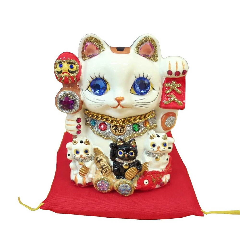 楽天市場】招き猫 置物 貯金箱 手長小判猫 黒 左手 DecoBaboo