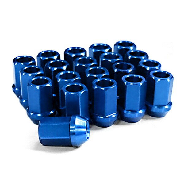 キャップ付　M12×P1.5/P1.25　青　ホイールナット　レーシングナット 鍛造アルミホイールナット P1.25 M12 ブルー 青 貫通